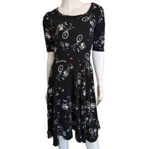 Bicycle Print Skater Dress Small Whimsical Novelty Rockabilly Stretch Lularoe